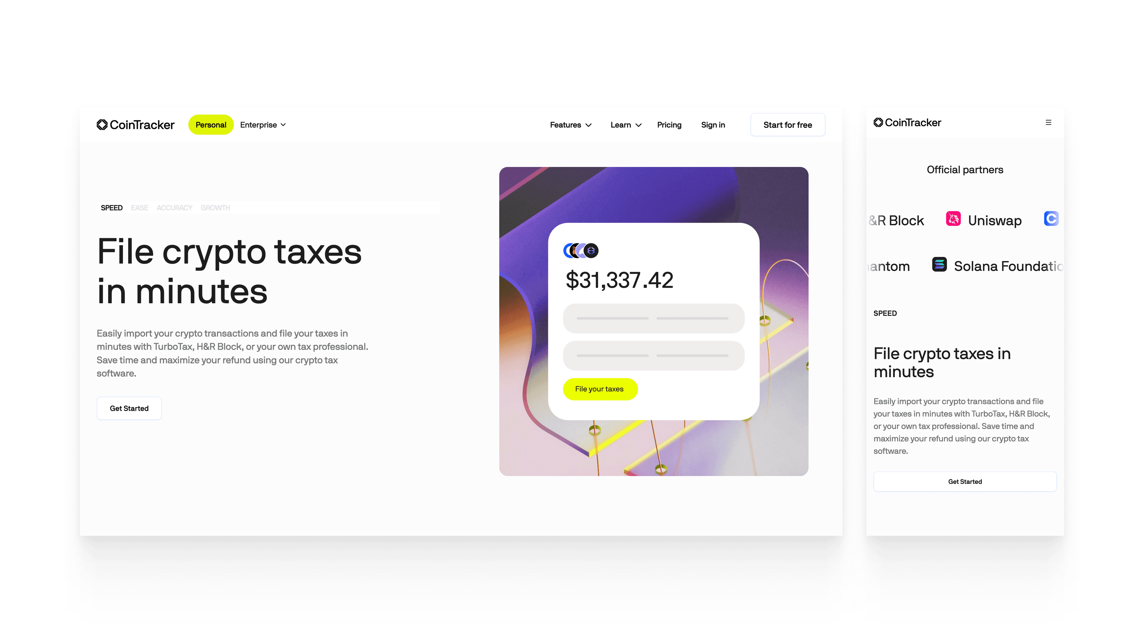 CoinTracker website on desktop and mobile