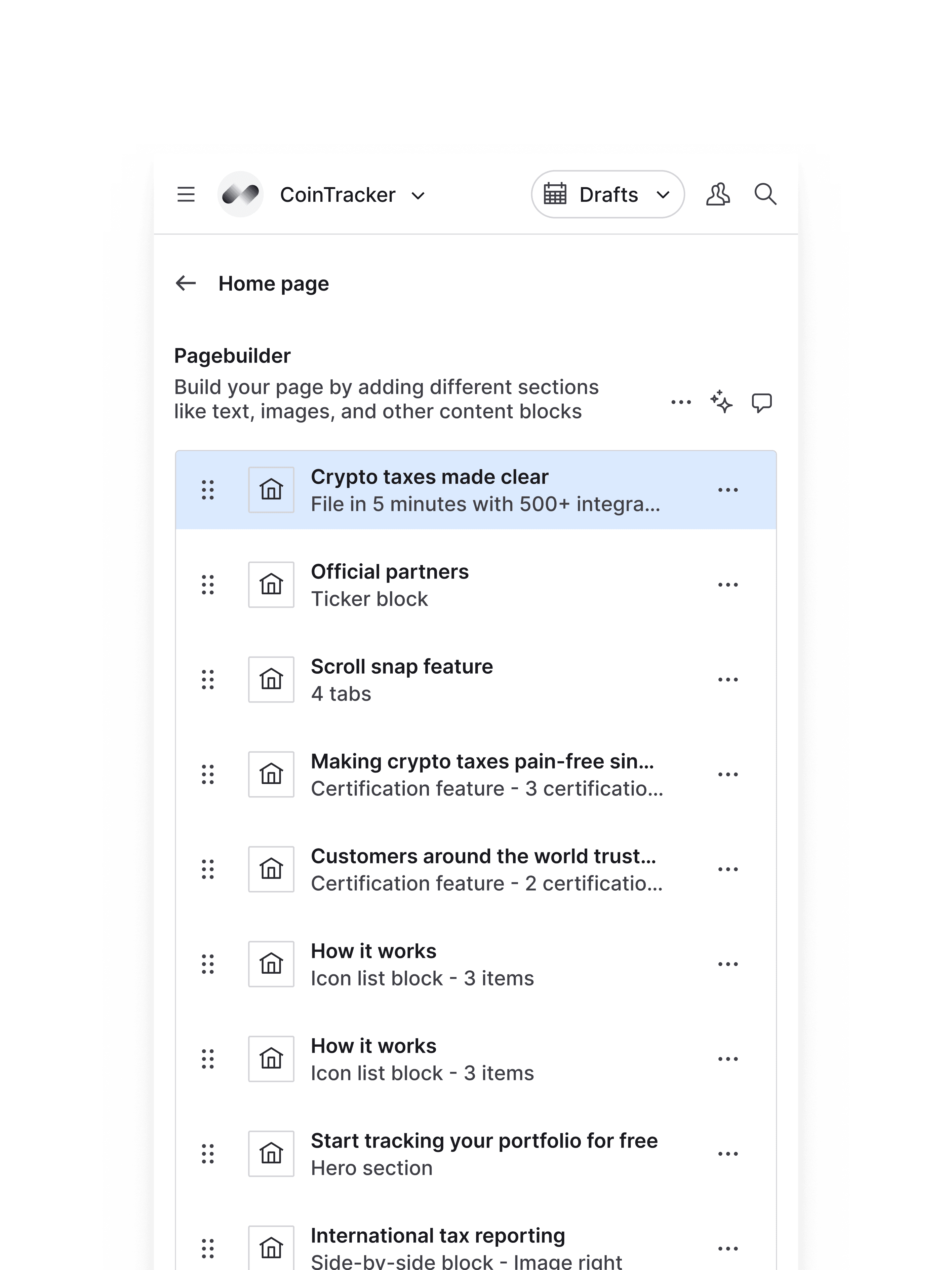 CoinTracker website detail