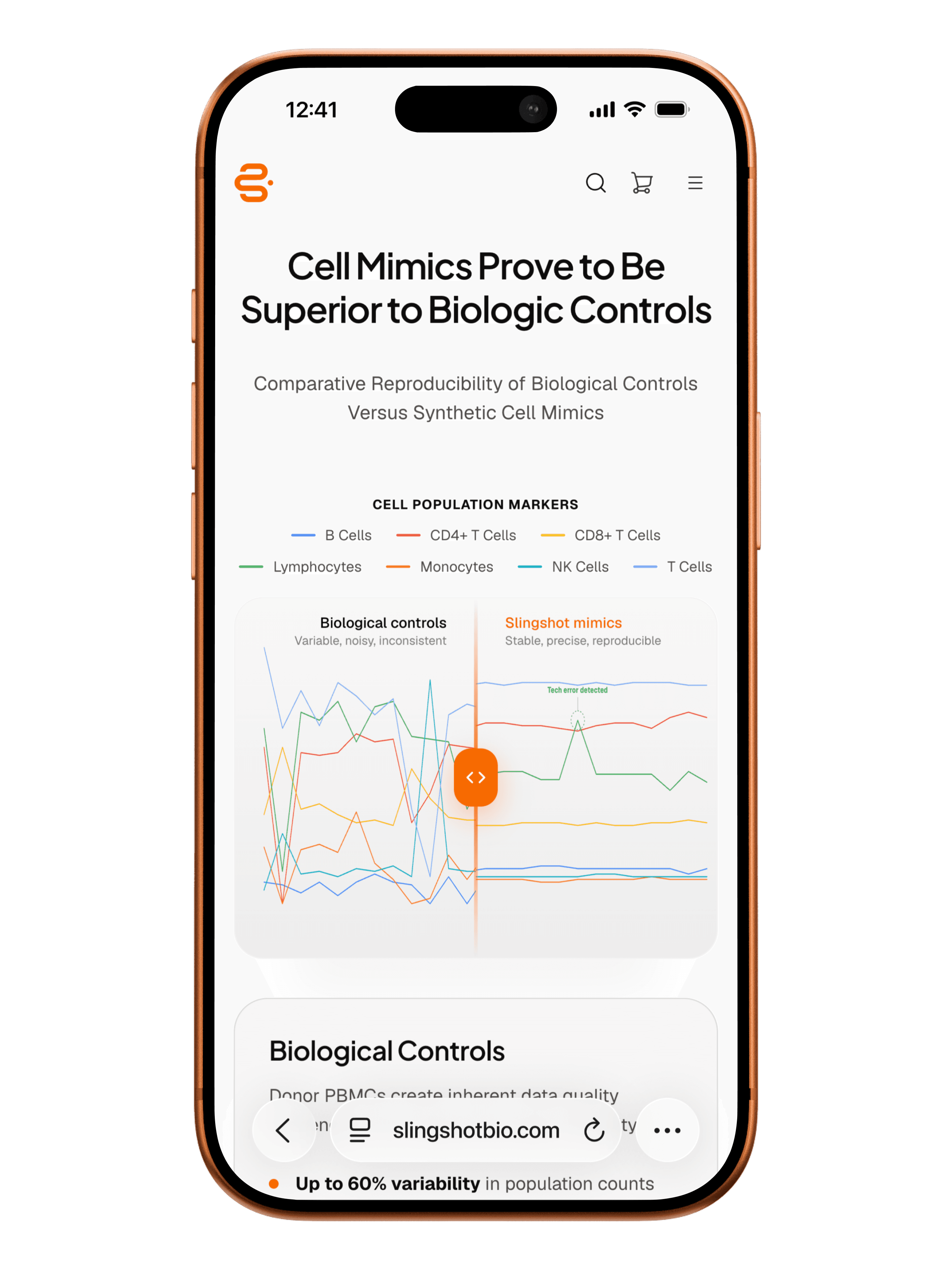Slingshot Bio landing page on mobile