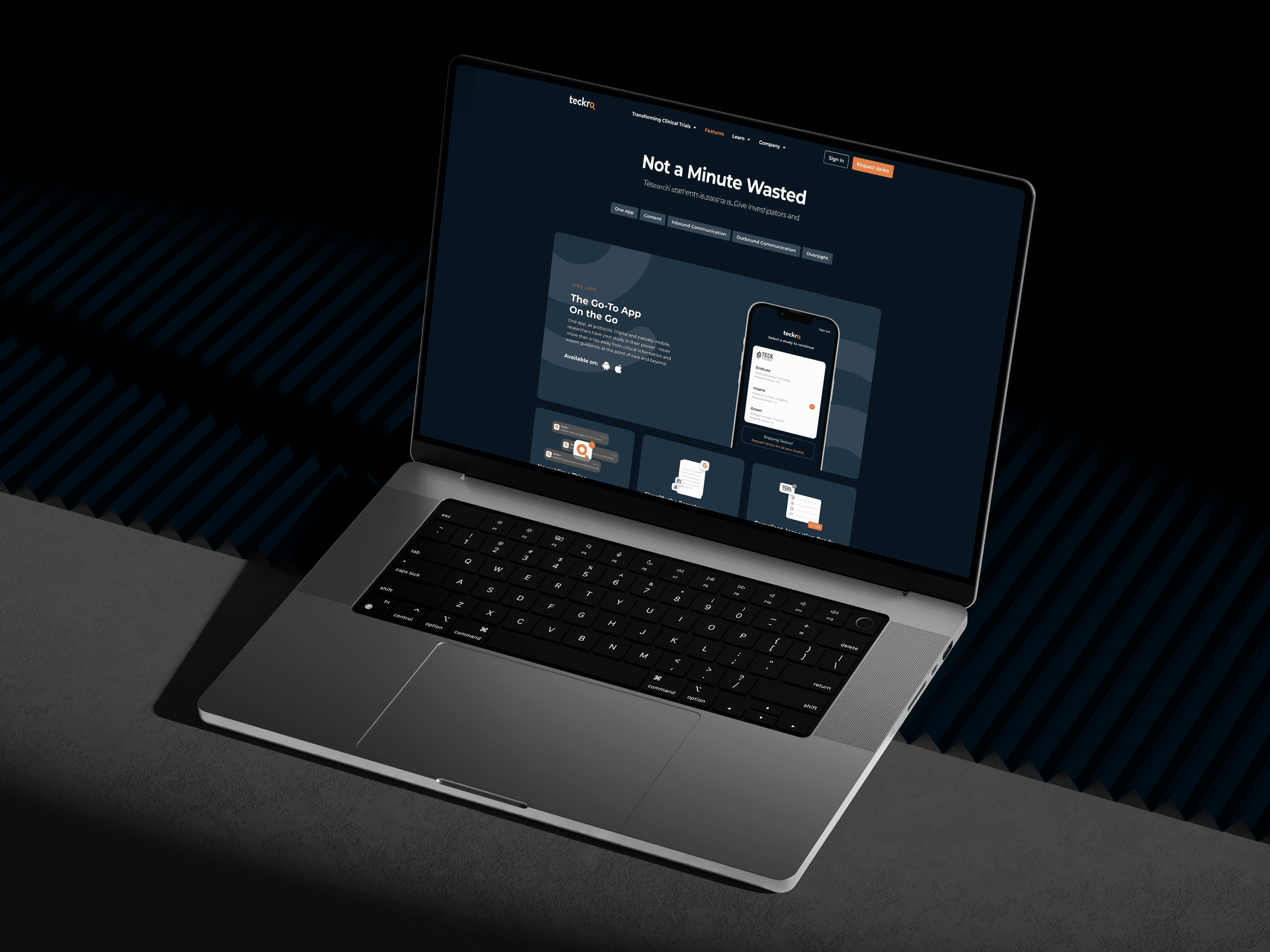 The relaunched Teckro clinical trial platform website homepage