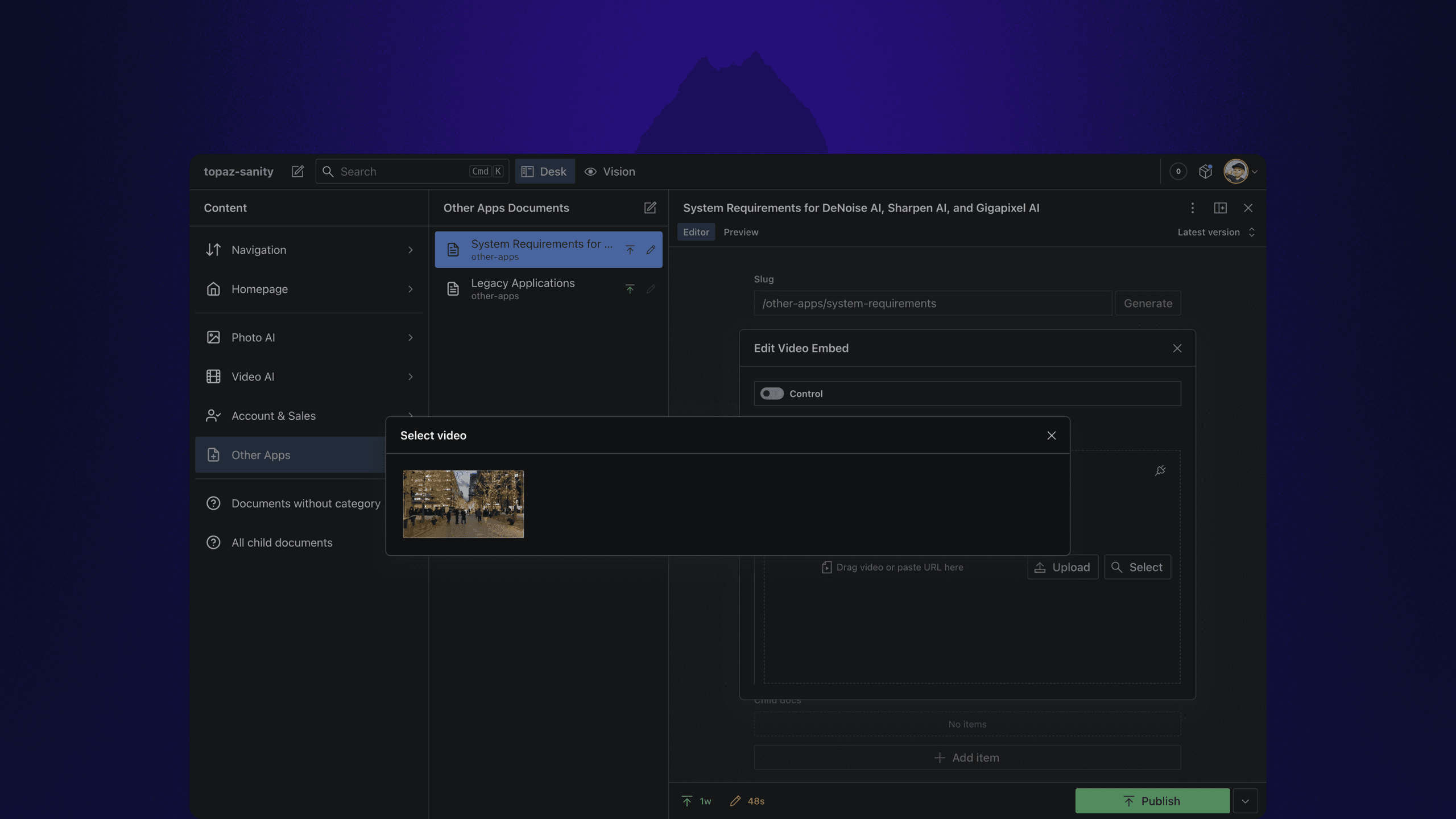 Mux video optimisation directly inside of Sanity