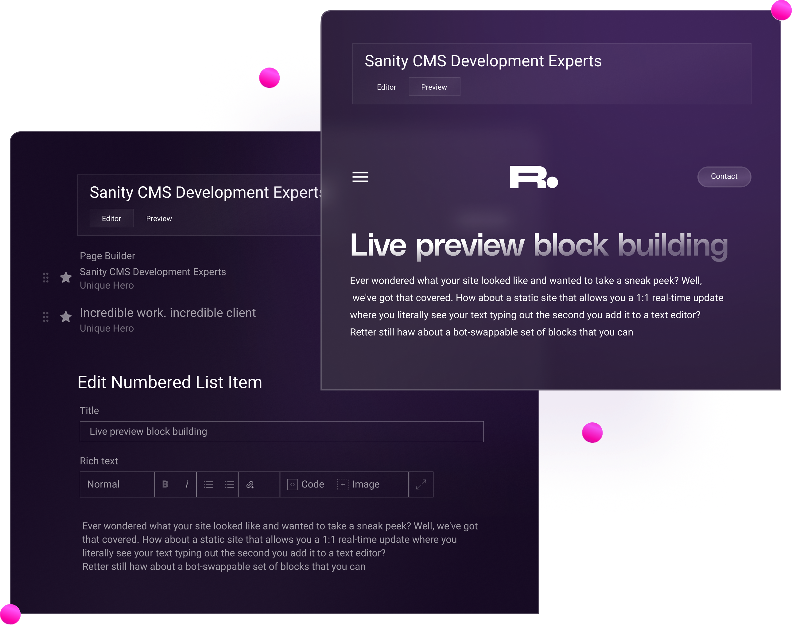  Live preview block building in Sanity