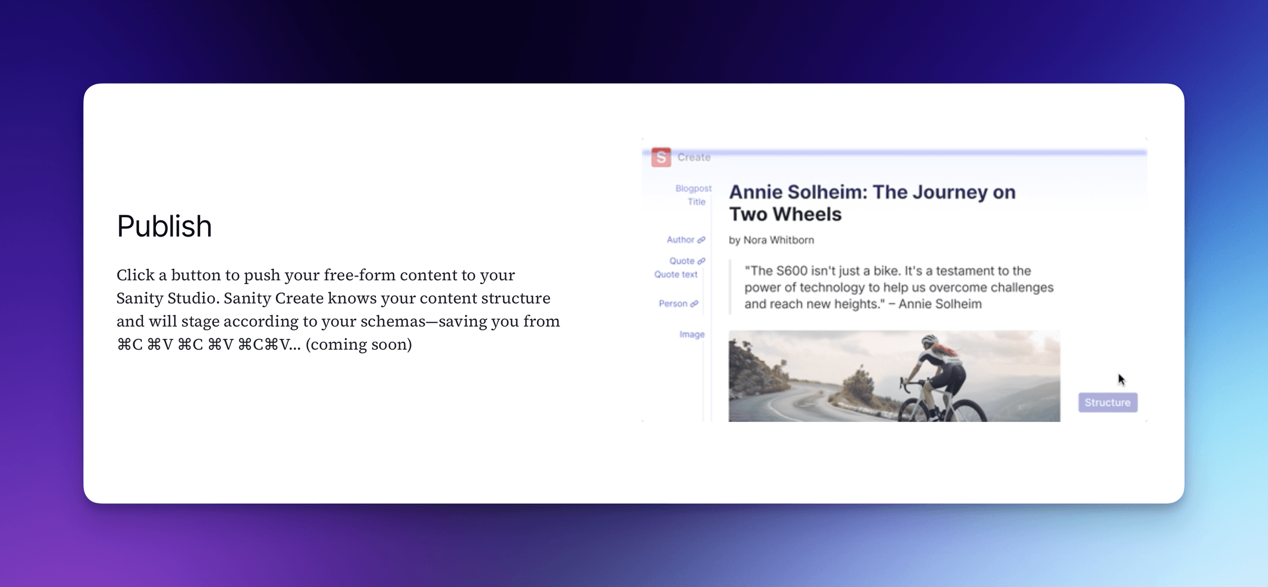 Publish to Sanity schema