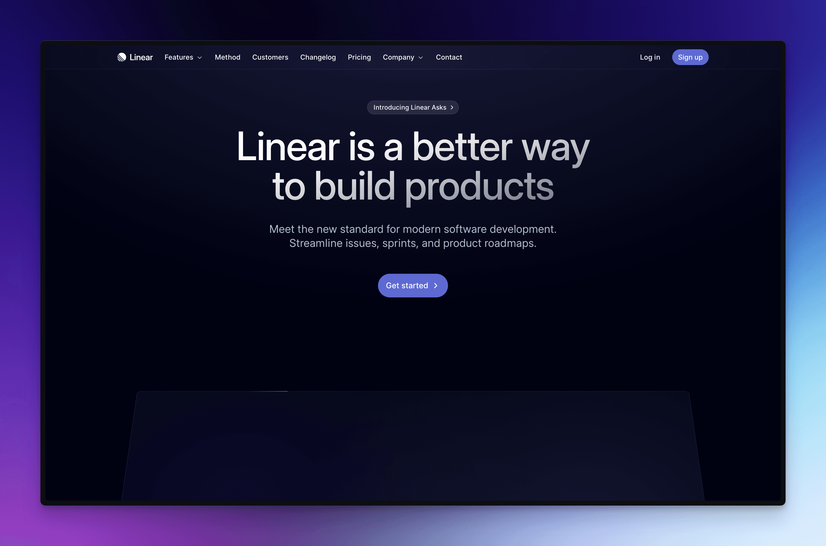 Linear screenshot in a nice gradient background