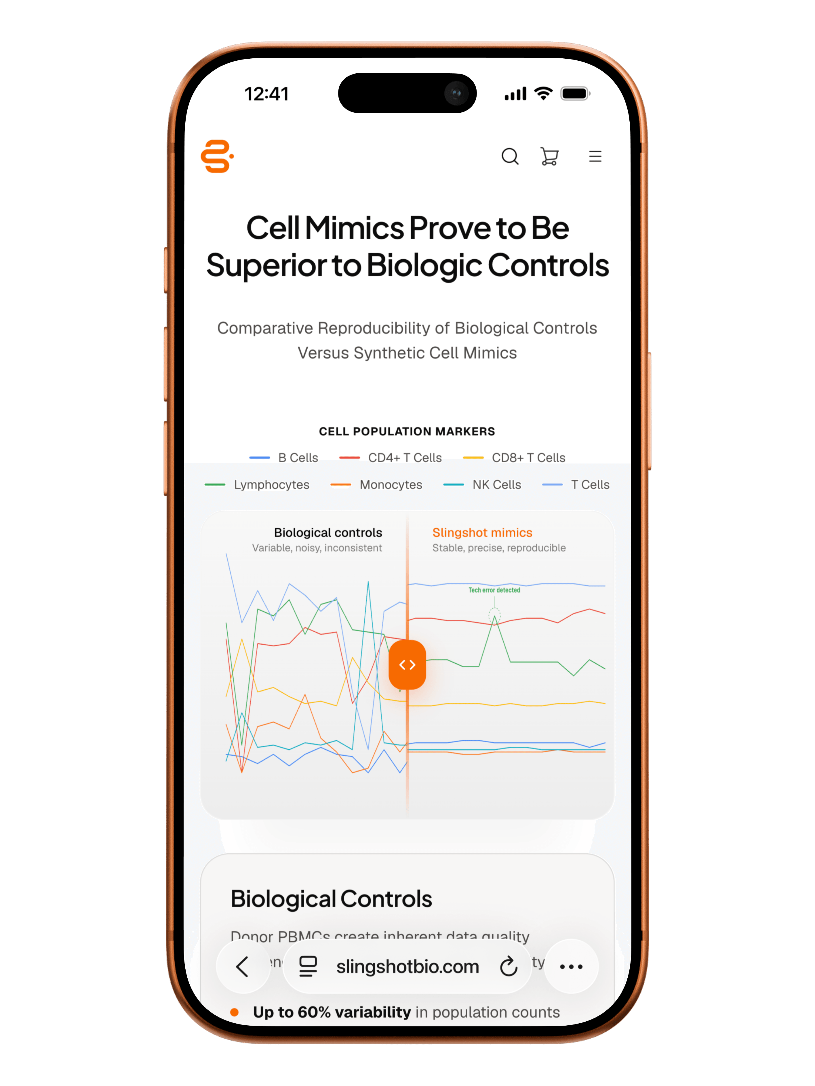 Slingshot Bio landing page on mobile