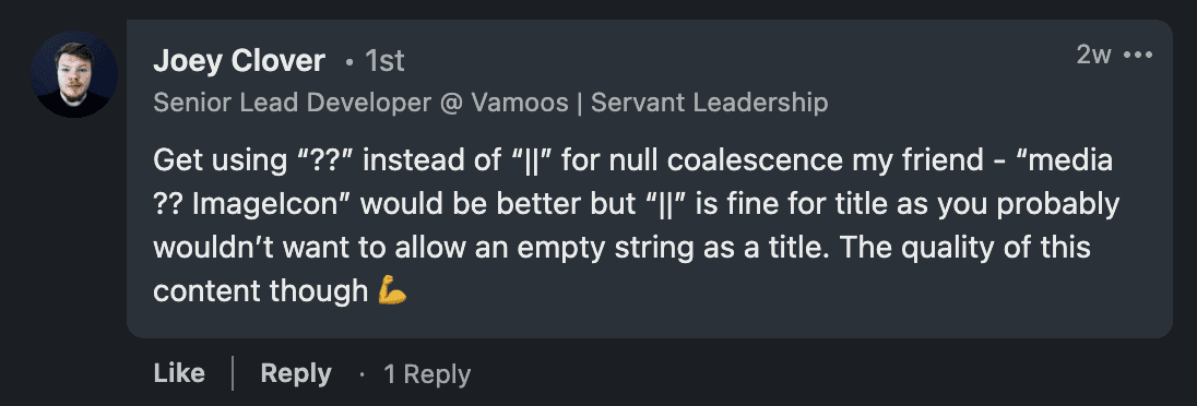 Some developer we let live in our head rent free from LinkedIn called Joey Clover